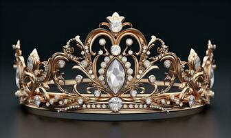 macro van koningin kroon met diamant decoratie, ai generatief foto