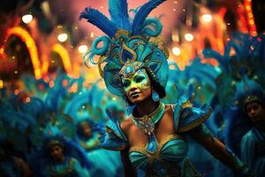 oogverblindend nacht optocht Bij Rio's carnaval brazilië ,generatief ai foto