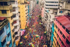 carnaval optocht Aan de straat in Rio de Janeiro , Braziliaans carnaval ,generatief ai foto