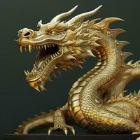 gouden draak standbeeld. Chinese draak gemaakt van goud. ai generatief foto