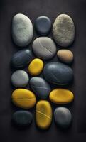 sommige kleurrijk stenen zijn getoond, donker marine en geel, ai generatief foto