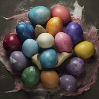 Pasen gekleurde eieren, genereren ai foto