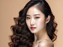 jong Aziatisch schoonheid vrouw met Koreaans bedenken stijl. ai gegenereerd foto