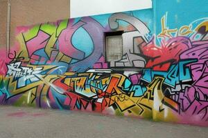 levendig graffiti muurschildering Aan de muur achtergrond. ai generatief pro foto