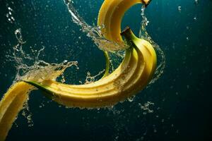 vers banaan in water plons. ai generatief pro foto