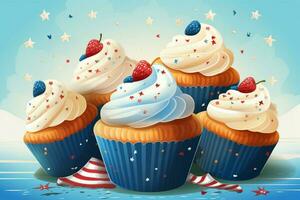 4e van juli cupcakes versierd met Amerikaans thema foto