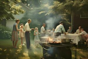 een familie barbecue in eer van vaders dag foto