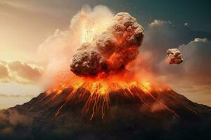 een vulkaan uitbarsting met lava foto