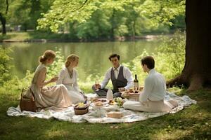 genieten van een picknick in de park foto