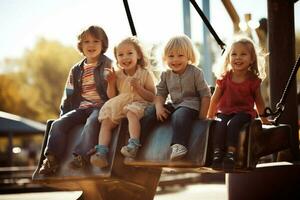 kinderen genieten van een dag Bij de park foto