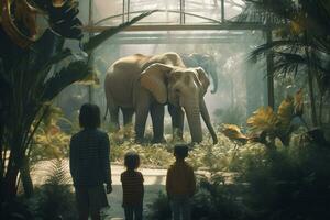 kinderen genieten van een dag Bij de dierentuin foto