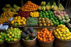 de overvloed en verscheidenheid van Afrikaanse fruit en veg foto