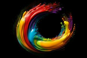 een kleurrijk verf regenboog geïsoleerd Aan zwart illust foto