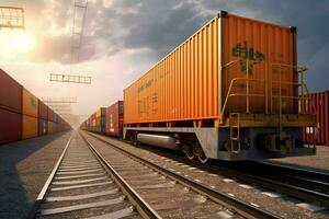 een trein draag- lading containers foto