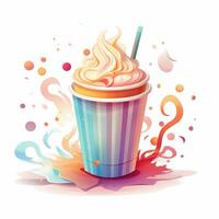 illustratie van heet koffie, pastel tetradisch kleuren, schattig en eigenzinnig, fantasie kunst, waterverf effect, wit achtergrond. ai gegenereerd foto