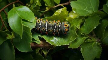 een artistiek uitbeelding van een rups- naadloos mengen in haar getextureerde achtergrond, markeren hun ongelooflijk camouflage capaciteiten. voorzien ruimte voor tekst, achtergrond afbeelding, ai gegenereerd foto