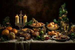 Kerstmis samenstelling avondeten tafel foto