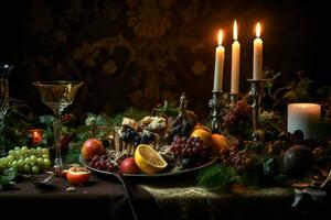 Kerstmis samenstelling avondeten tafel foto