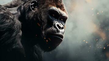 detailopname van machtig gorilla met getextureerde achtergrond en ruimte voor tekst, achtergrond afbeelding, ai gegenereerd foto