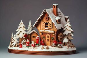 Kerstmis huis houten samenstelling foto