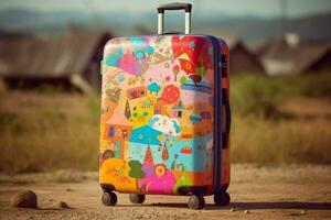 kleurrijk reizen koffer reis foto