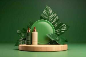 schoonheidsmiddelen Product reclame staan tentoonstelling hout foto