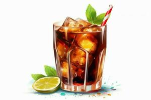 Cuba libre cocktail geïsoleerd Aan wit net zo illustra foto