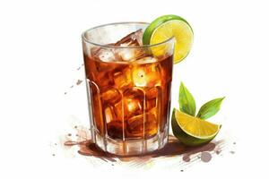 Cuba libre cocktail geïsoleerd Aan wit net zo illustra foto