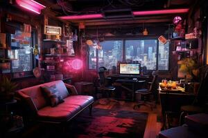 cyberpunk appartement beeld hd foto