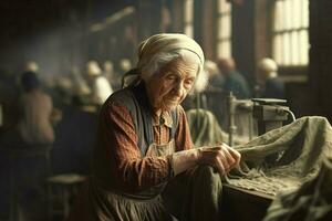 fabriek oud vrouw arbeider wijnoogst 1800 jaar foto