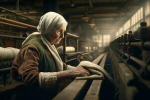 fabriek oud vrouw arbeider wijnoogst 1800 jaar foto