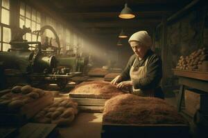 fabriek senior arbeider wijnoogst 1800 jaar foto