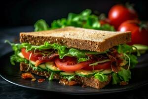 vers veganistisch belegd broodje voor een licht en gezond maaltijd foto