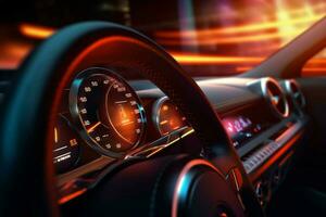 gloeiend dashboard verlicht de luxueus sport foto