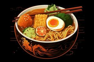 Japans ramen soep is traditioneel heerlijk een foto