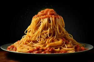 foto van spaghetti met Nee achtergrond