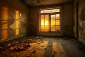 kamer met venster en surrealistische visie foto