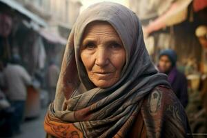 Turk vrouw Turks stad foto