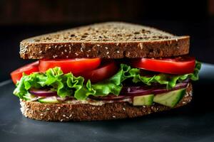 veganistisch belegd broodje licht en gezond optie voor een qui foto