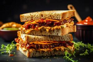 veganistisch belegd broodje met speciaal saus een explosie van foto