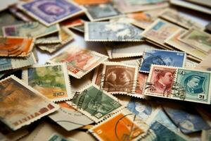 wijnoogst ansichtkaarten en postzegels verzameld foto
