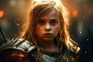 krijger kind meisje gaming fictief wereld foto