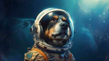een blauw ruimte hond in een ruimte pak foto