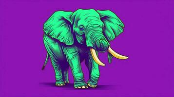 een groen olifant met een Purper achtergrond foto