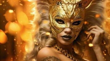 fantasie godin in tijger Jachtluipaard gouden masker foto
