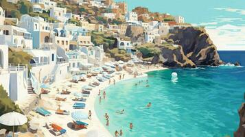 Santorini stranden aanbod turkoois gelukzaligheid illustratie foto