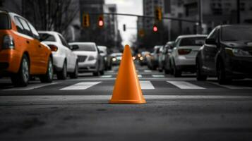 verkeer ijshoorntje in de midden- van bezig kruising foto