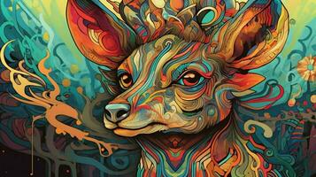 trippy dier met abstract kleurrijk patroon foto