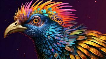 trippy vogel met psychedelisch patronen Aan haar prestatie foto