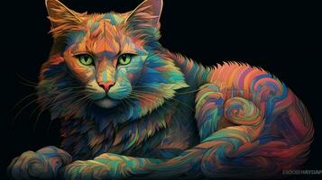 trippy kat roterend en morphing in andere vorm foto